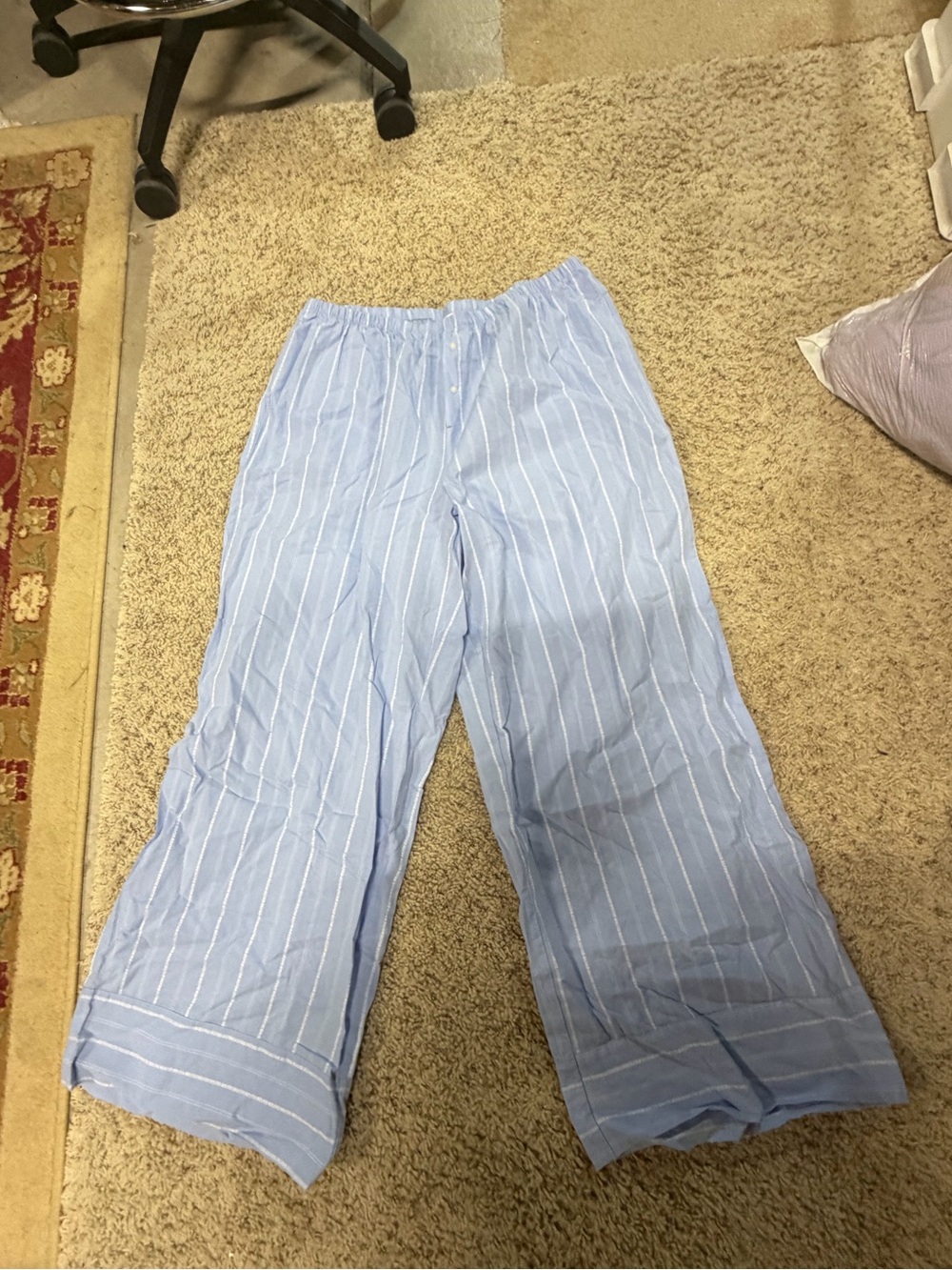 Aerie XL Light Blue with White Stripes Boxer Wide Leg Pants